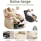 Fauteuil inclinable pivotant en similicuir pour adultes avec télécommande, porte-gobelets, fauteuil de salon, de chambre à coucher, de chambre d'enfant