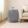 Royal Hampton 18 Side End Table | Silver Metallic Beads Studded Pattern | Nickel Coated Iron Frame