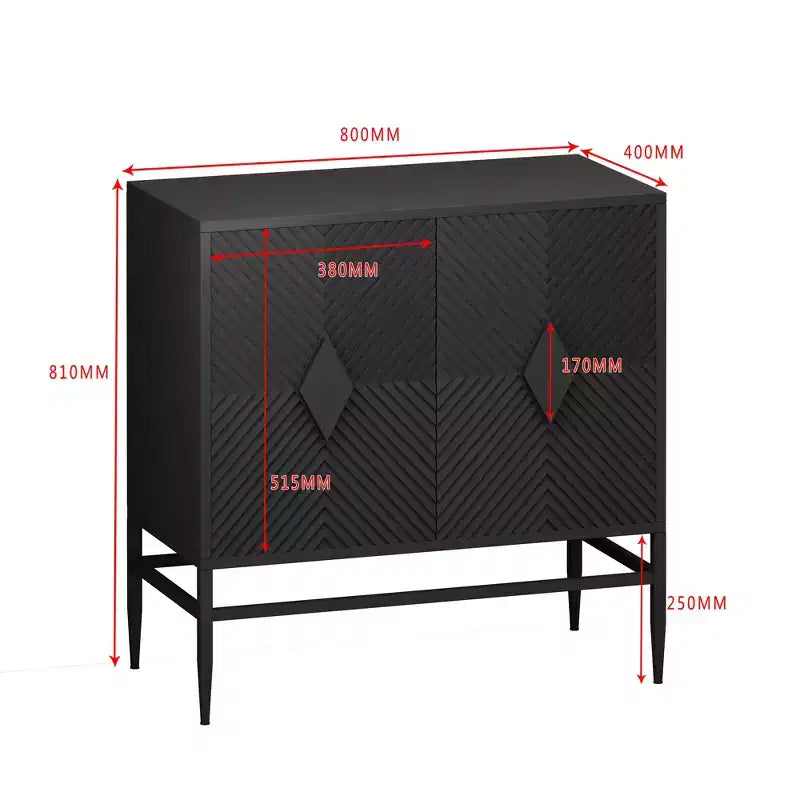 Armoire de rangement moderne en bois avec pieds en métal et deux niveaux de rangement