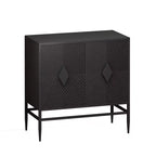 Armoire de rangement moderne en bois avec pieds en métal et deux niveaux de rangement