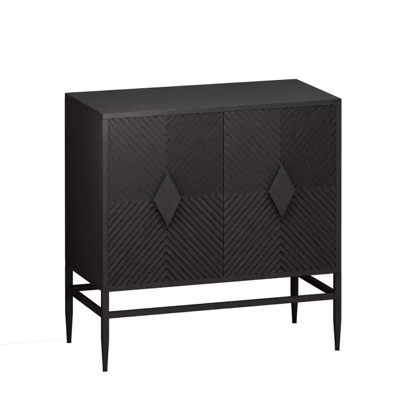 Armoire de rangement moderne en bois avec pieds en métal et deux niveaux de rangement