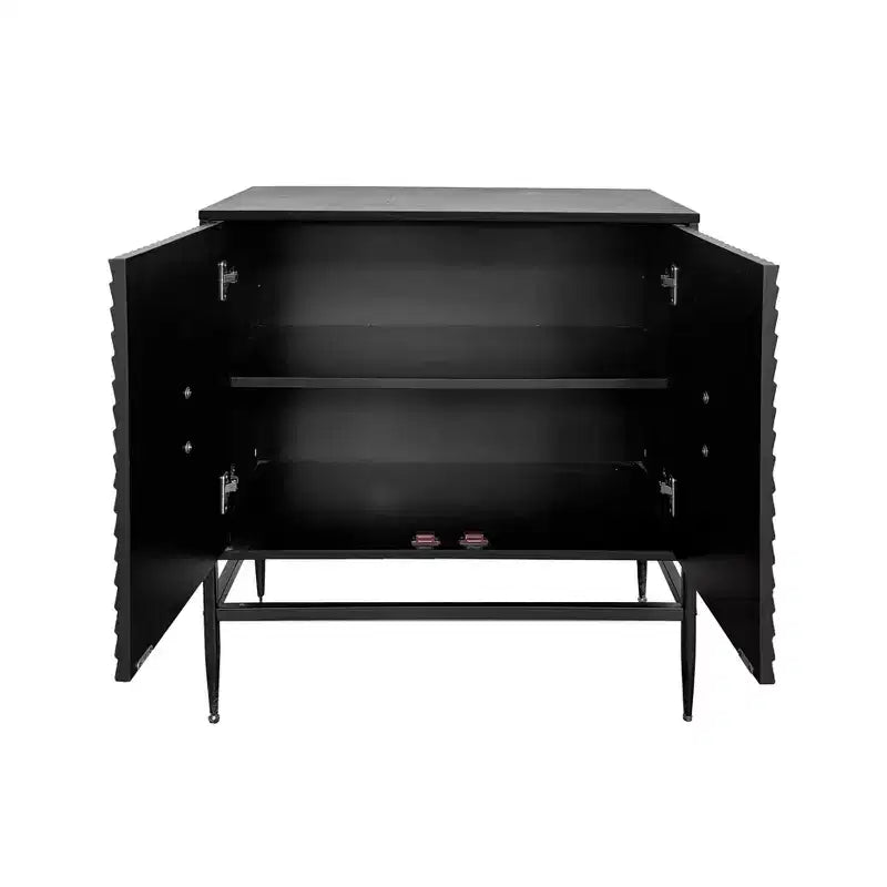 Armoire de rangement moderne en bois avec pieds en métal et deux niveaux de rangement