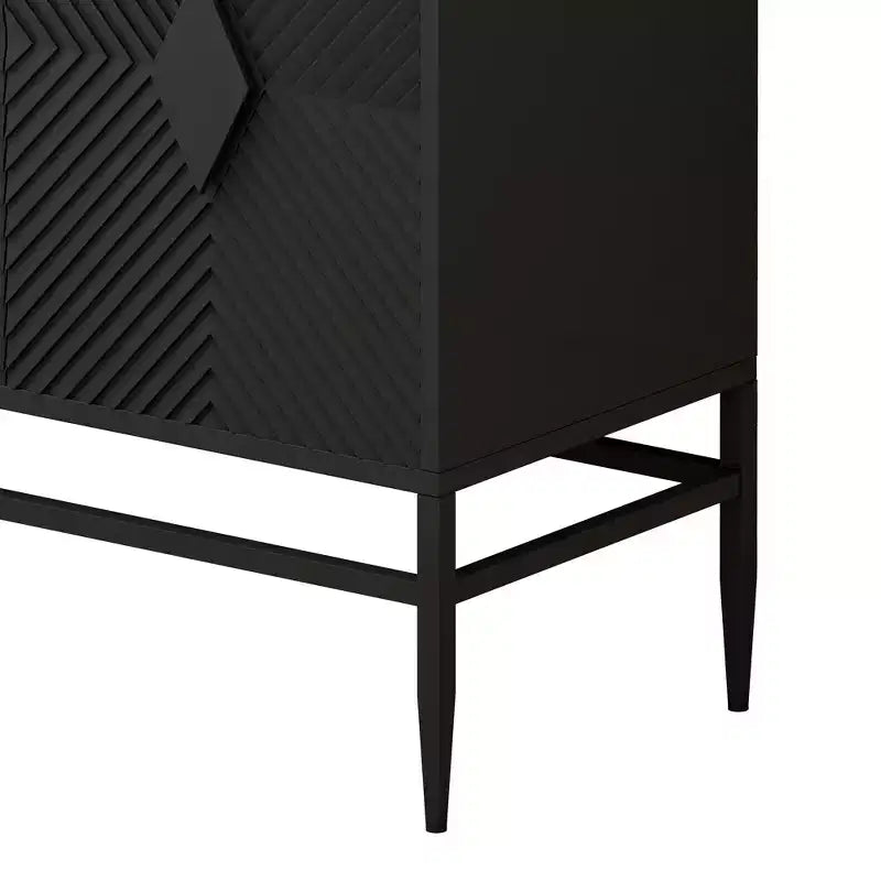 Armoire de rangement moderne en bois avec pieds en métal et deux niveaux de rangement