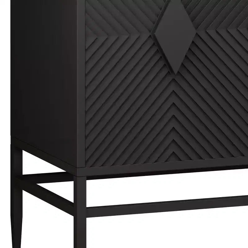 Armoire de rangement moderne en bois avec pieds en métal et deux niveaux de rangement