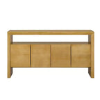 Okak 60 Buffet moderne, Armoire de rangement en bois massif avec 4 portes et étagère ouverte pour salle à manger, salon, entrée