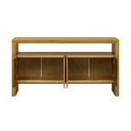 Okak 60 Buffet moderne, Armoire de rangement en bois massif avec 4 portes et étagère ouverte pour salle à manger, salon, entrée