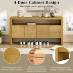 Okak 60 Buffet moderne, Armoire de rangement en bois massif avec 4 portes et étagère ouverte pour salle à manger, salon, entrée