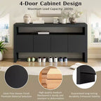 Okak 60 Buffet moderne, Armoire de rangement en bois massif avec 4 portes et étagère ouverte pour salle à manger, salon, entrée