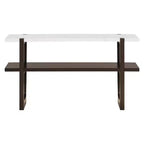 Console MAYEERTY avec plateau effet marbre et étagère ouverte pour couloir et salon Espresso
