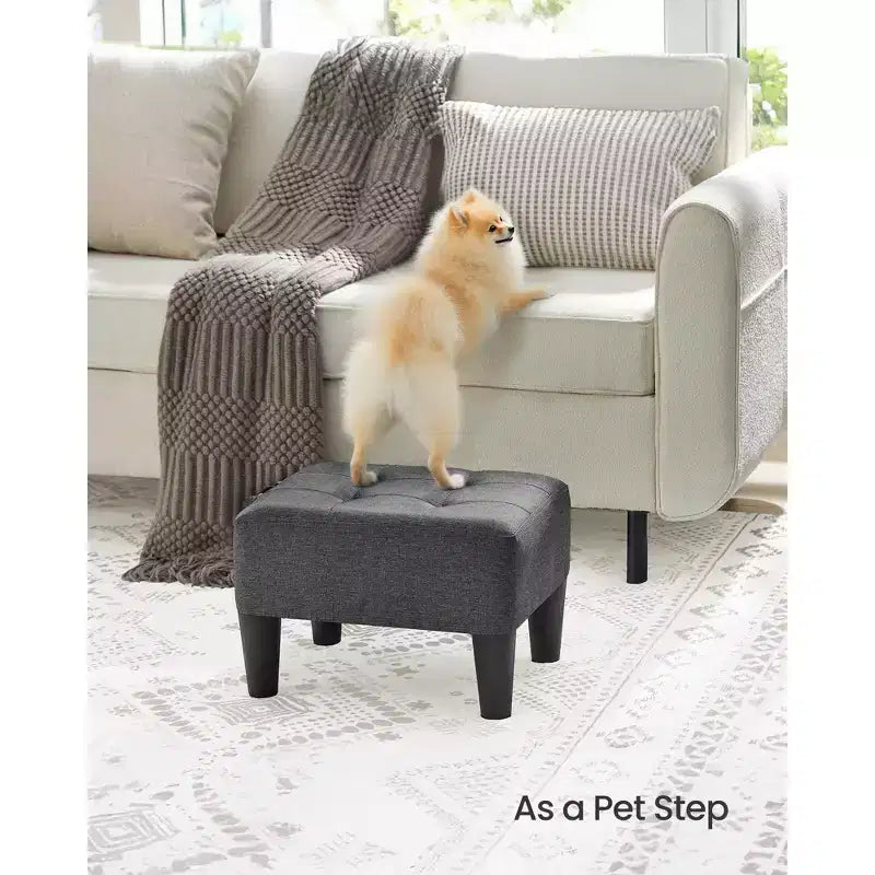 Ottoman repose-pieds avec pieds – Tissu aspect lin, capacité de 150 kg, rangement intégré, pour salon/chambre à coucher