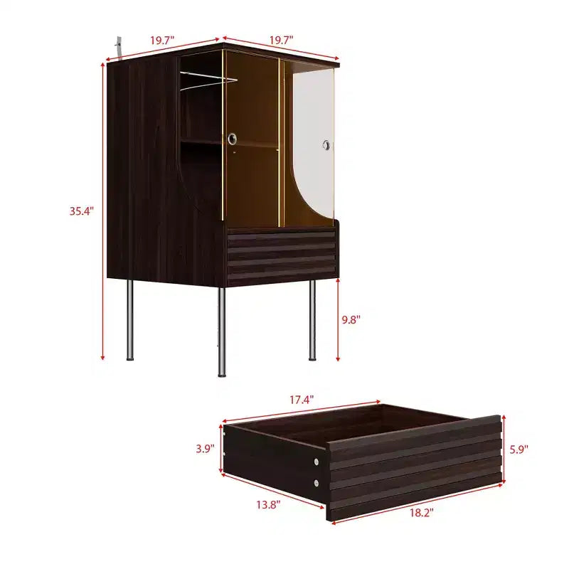 Meuble pour tourne-disque esthétique rétro-moderne Famapy : portes vitrées, éclairage LED et design axé sur le vinyle