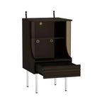 Meuble pour tourne-disque esthétique rétro-moderne Famapy : portes vitrées, éclairage LED et design axé sur le vinyle