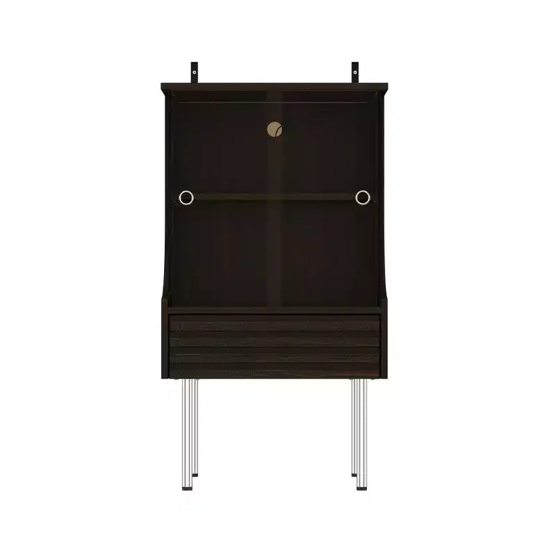 Meuble pour tourne-disque esthétique rétro-moderne Famapy : portes vitrées, éclairage LED et design axé sur le vinyle