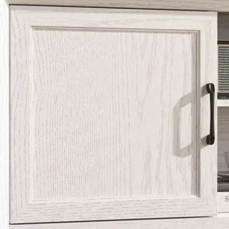 Meuble TV minimaliste Famapy en bois blanc avec placards de rangement - Console média pour l'organisation du salon