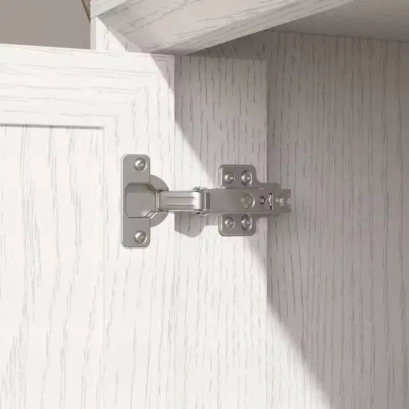 Meuble TV minimaliste Famapy en bois blanc avec placards de rangement - Console média pour l'organisation du salon