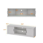 Meuble TV minimaliste Famapy en bois blanc avec placards de rangement - Console média pour l'organisation du salon