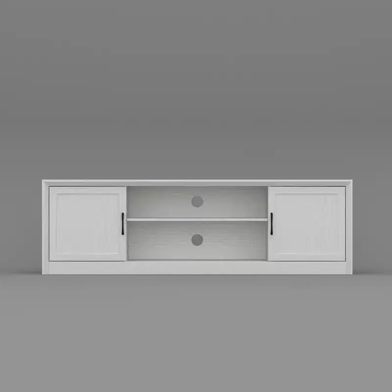 Meuble TV minimaliste Famapy en bois blanc avec placards de rangement - Console média pour l'organisation du salon