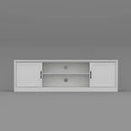 Meuble TV minimaliste Famapy en bois blanc avec placards de rangement - Console média pour l'organisation du salon