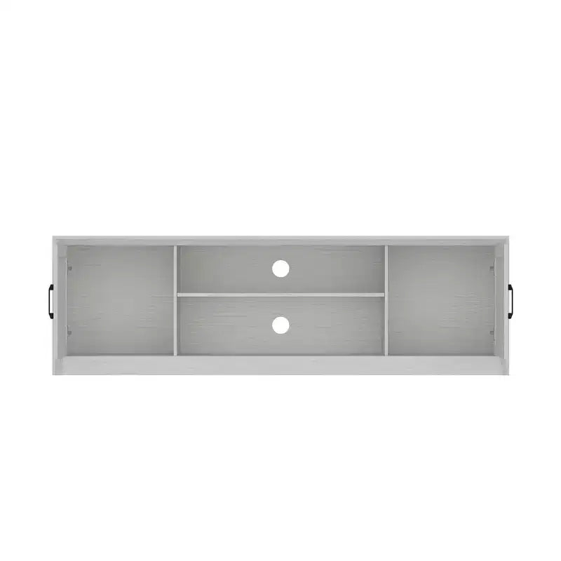 Meuble TV minimaliste Famapy en bois blanc avec placards de rangement - Console média pour l'organisation du salon