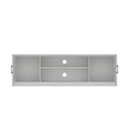 Meuble TV minimaliste Famapy en bois blanc avec placards de rangement - Console média pour l'organisation du salon