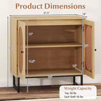 Meuble buffet Costway avec 2 portes, étagère réglable, pieds en métal, meuble de sol d'appoint Naturel/Blanc