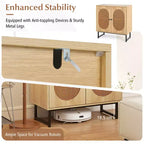Meuble buffet Costway avec 2 portes, étagère réglable, pieds en métal, meuble de sol d'appoint Naturel/Blanc