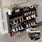 Meuble à chaussures Garvee avec 4 tiroirs basculants, armoire à chaussures en bois, organisateur de chaussures autoportant avec étagères réglables pour entrée, couloir
