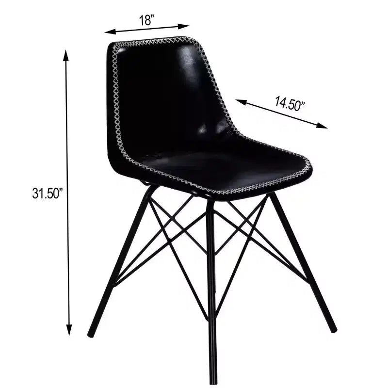 HomeRoots 18 Chaise d'appoint en similicuir noir