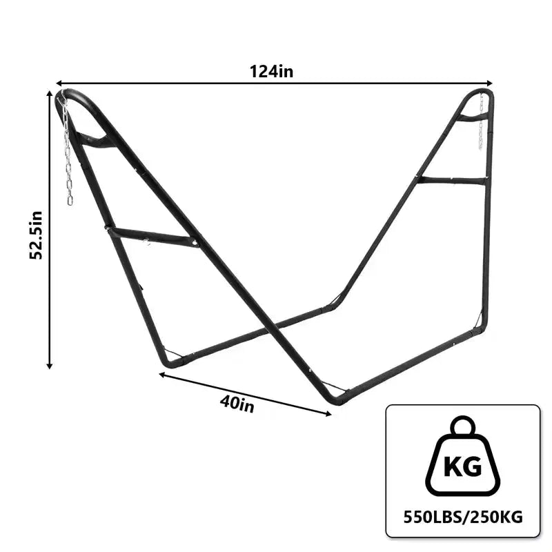 Support de hamac portable robuste - Capacité de 250 kg, compatible avec les hamacs de 2,9 à 4,3 m, cadre en acier pour intérieur/extérieur, noir
