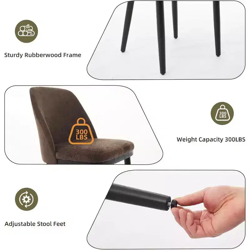 GustoWave - Lot de 2 chaises de salle à manger, chaises de cuisine modernes avec dossier, chaises d'appoint en tissu de lin avec pieds en bois