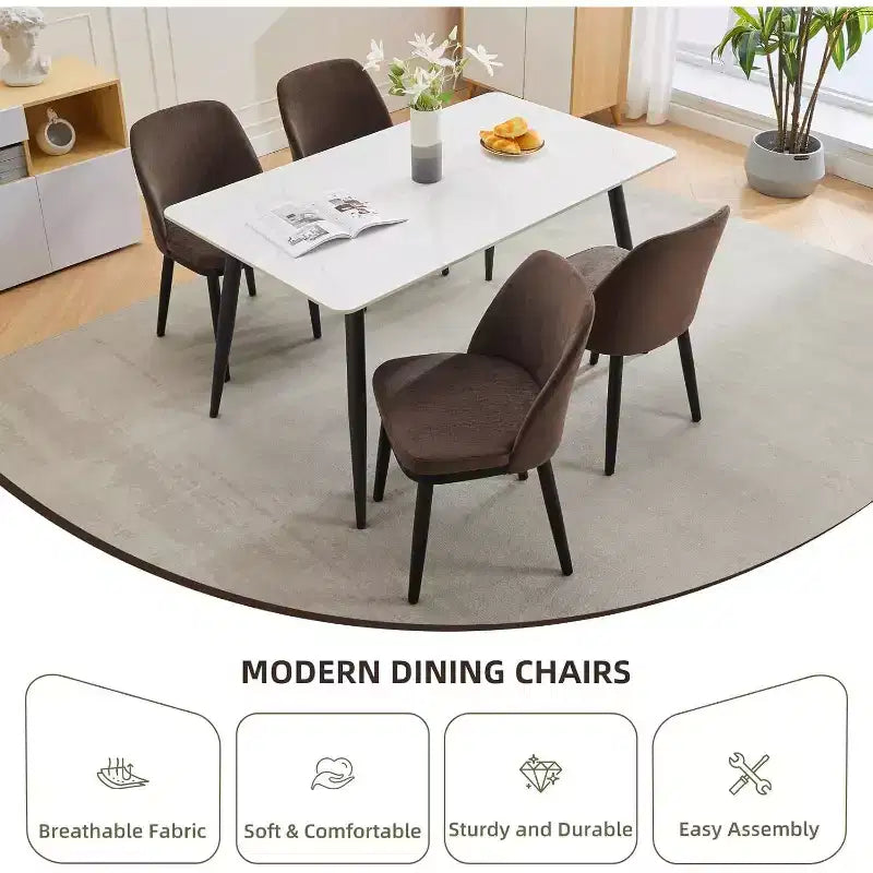 GustoWave - Lot de 2 chaises de salle à manger, chaises de cuisine modernes avec dossier, chaises d'appoint en tissu de lin avec pieds en bois