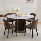 GustoWave - Lot de 2 chaises de salle à manger, chaises de cuisine modernes avec dossier, chaises d'appoint en tissu de lin avec pieds en bois