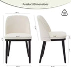 GustoWave - Lot de 2 chaises de salle à manger, chaises de cuisine modernes avec dossier, chaises d'appoint en tissu de lin avec pieds en bois