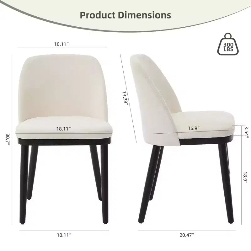 GustoWave - Lot de 2 chaises de salle à manger, chaises de cuisine modernes avec dossier, chaises d'appoint en tissu de lin avec pieds en bois