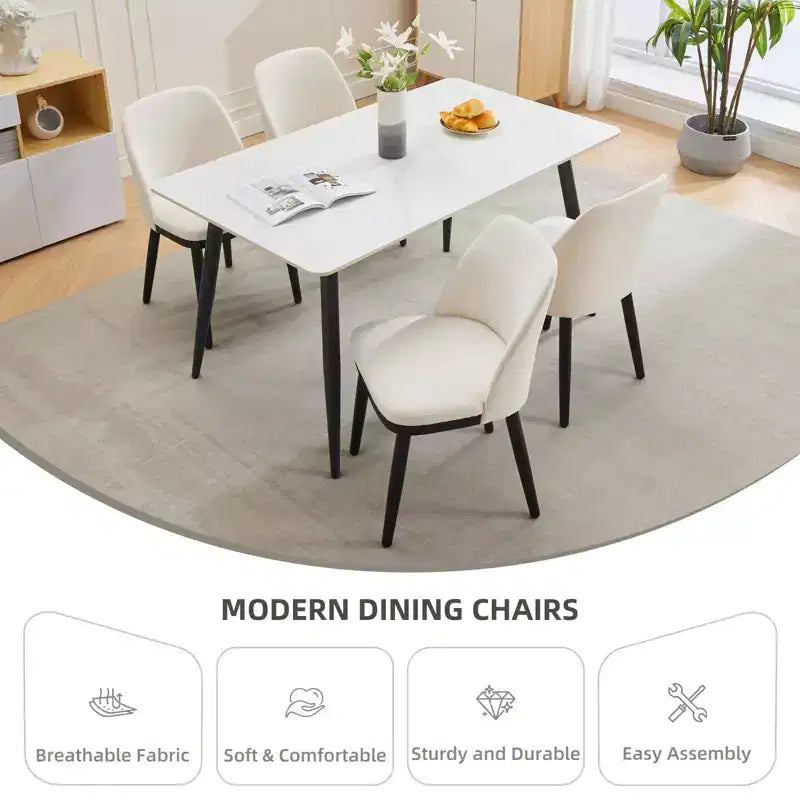 GustoWave - Lot de 2 chaises de salle à manger, chaises de cuisine modernes avec dossier, chaises d'appoint en tissu de lin avec pieds en bois