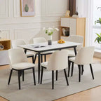 GustoWave - Lot de 2 chaises de salle à manger, chaises de cuisine modernes avec dossier, chaises d'appoint en tissu de lin avec pieds en bois