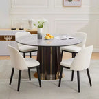 GustoWave - Lot de 2 chaises de salle à manger, chaises de cuisine modernes avec dossier, chaises d'appoint en tissu de lin avec pieds en bois
