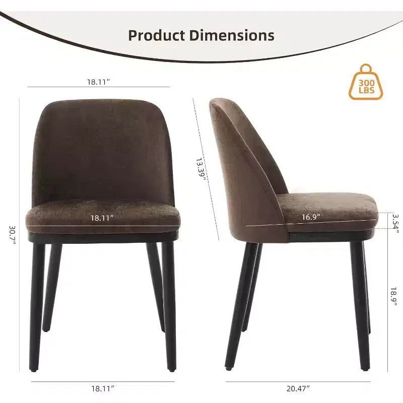 GustoWave - Lot de 2 chaises de salle à manger, chaises de cuisine modernes avec dossier, chaises d'appoint en tissu de lin avec pieds en bois