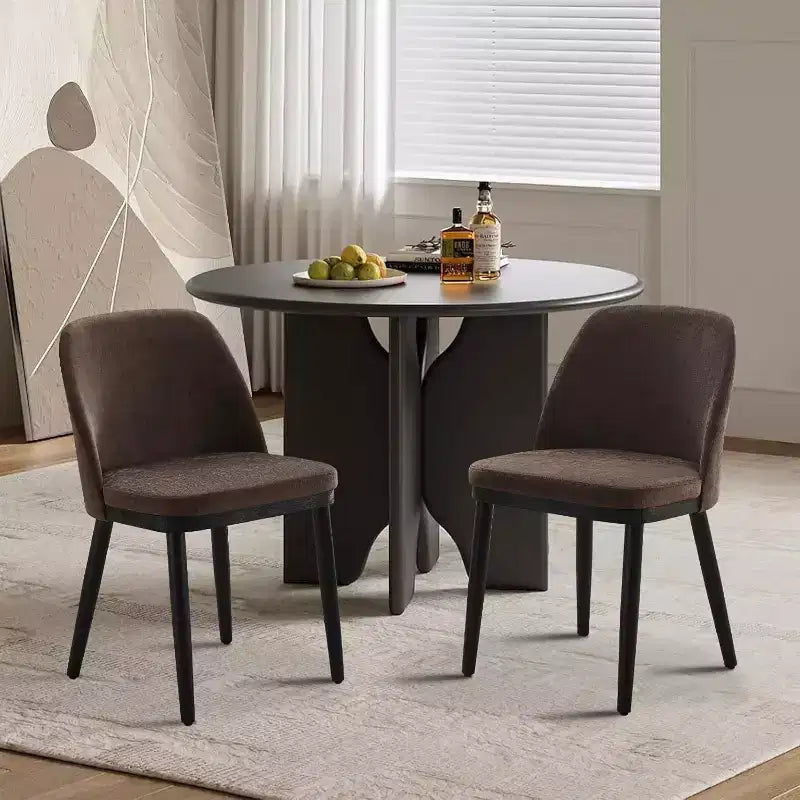 GustoWave - Lot de 2 chaises de salle à manger, chaises de cuisine modernes avec dossier, chaises d'appoint en tissu de lin avec pieds en bois