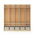 Guidecraft EdQ 5-Section Wooden Storage Locker for Classroom, Kids Cubby Organizer with Shelves and Hooks for Coats