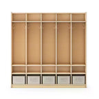 Guidecraft EdQ 5-Section Wooden Storage Locker for Classroom, Kids Cubby Organizer with Shelves and Hooks for Coats