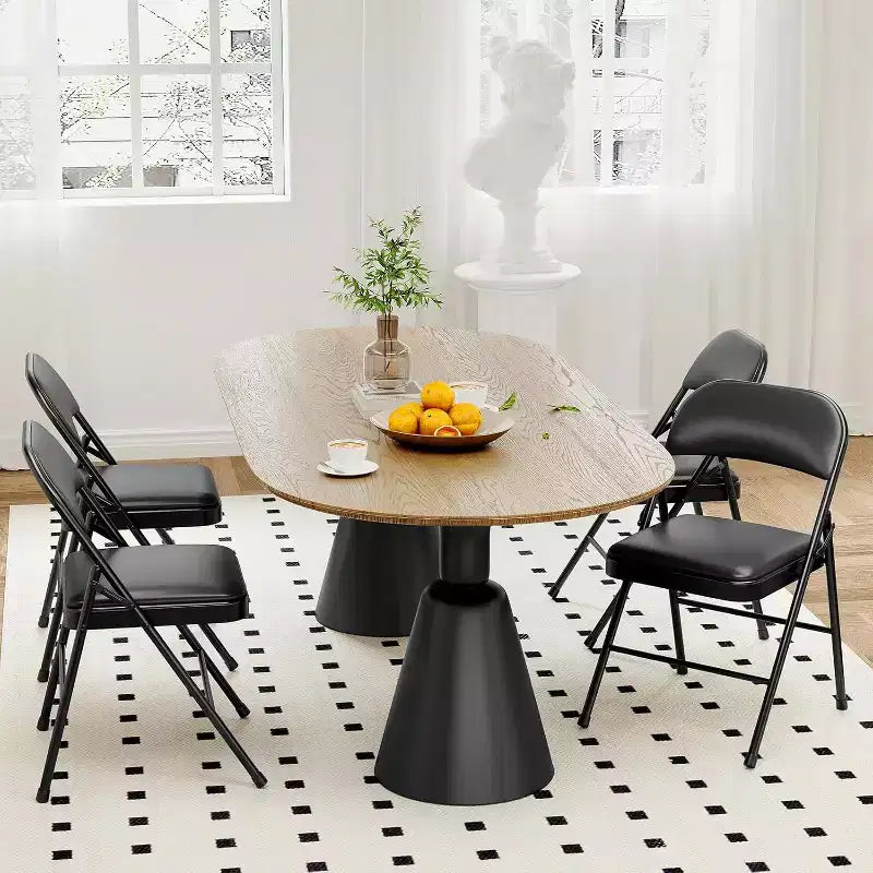 DobleePy Chaises Pliantes Lot de 8, Rembourrées en PU avec Cadre Métallique, Chaises Pliables Portables pour Salle à Manger, Salon et Bureau, Noir