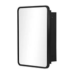 Armoire de salle de bain PexFix 24 x 16 avec miroir, cadre en acier inoxydable et 2 étagères réglables, armoires à pharmacie murales, miroirs rectangulaires encastrés, noir