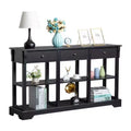 Black Paint 3 Layers 3 Drawers 6 Compartments Side with Curved Base Density Board 147.3*36*82cm Entrance Table