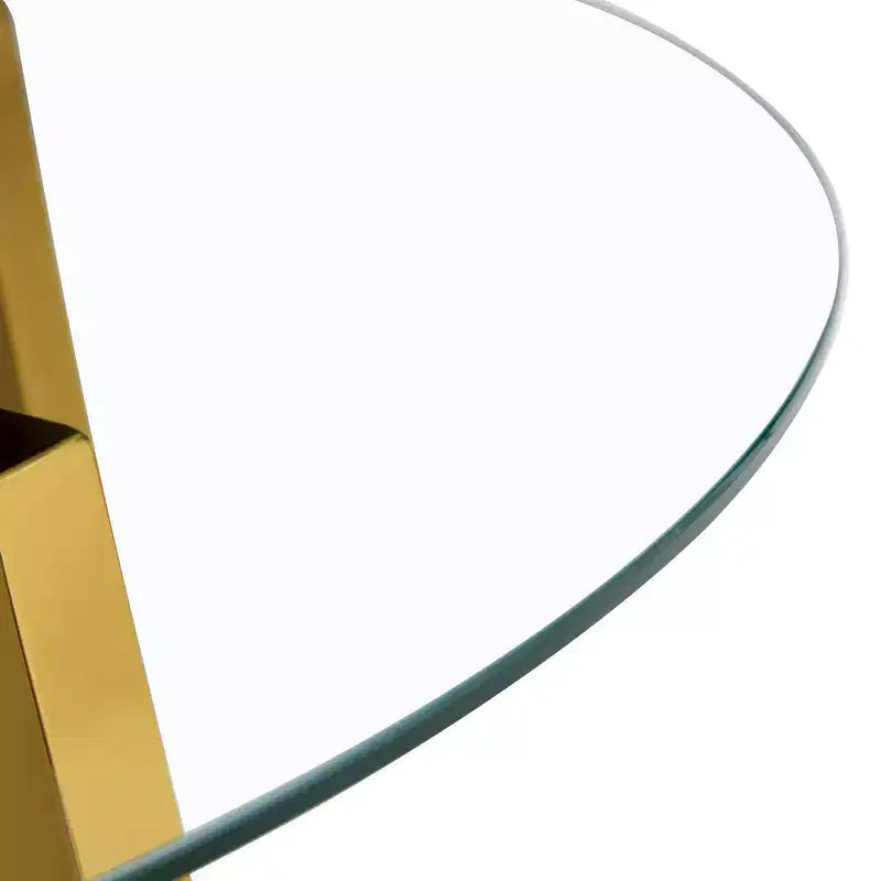 Table à manger ronde de luxe moderne Okak avec plateau en verre et pieds en métal pour salle à manger