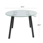Table à manger ronde de luxe moderne Okak avec plateau en verre et pieds en métal pour salle à manger