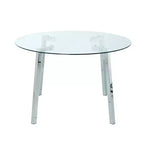Table à manger ronde de luxe moderne Okak avec plateau en verre et pieds en métal pour salle à manger