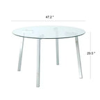 Table à manger ronde de luxe moderne Okak avec plateau en verre et pieds en métal pour salle à manger
