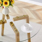Table à manger ronde de luxe moderne Okak avec plateau en verre et pieds en métal pour salle à manger