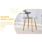 Table à manger ronde de luxe moderne Okak avec plateau en verre et pieds en métal pour salle à manger